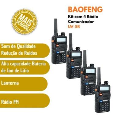 Imagem de Kit 4 UV-5R  Longo Alcance com 4 Rádios Baofeng - Radio Comunicação Ba