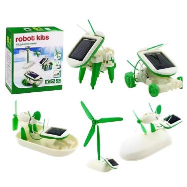 Imagem de Kit de Montagem de Robô Solar 6 em 1 Educacional STEM Carro Avião Barco Moinho Robô para Iniciantes