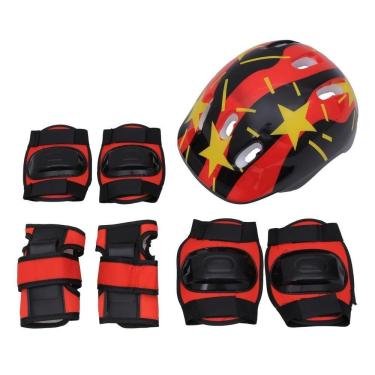 Imagem de Kit de Proteção Esportiva Infantil 7 Peças Capacete Joelheira Cotoveleira Ajustável para Skate Patins Bicicleta
