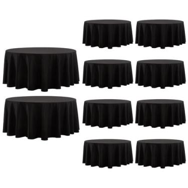 Imagem de Toalha de Mesa Redonda Aocoz 305 cm Preta Pacote com 10 Poliéster