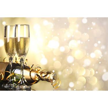 Imagem de Yeele Fundo de celebração de véspera de ano novo de 2,4 x 1,8 m para fotografia garrafa de champanhe fita bokeh pano de fundo decoração de festa de Natal crianças menino adulto cabine de fotos fotos fotos vinil estúdio adereços