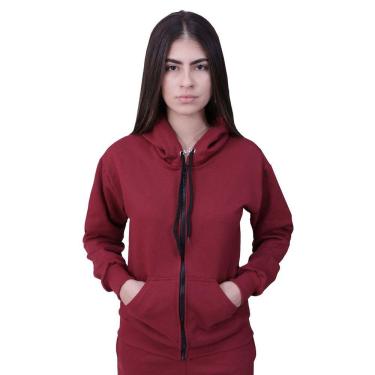 Imagem de Blusa Moletom Com Ziper Feminino Vinho