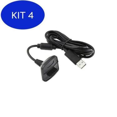Imagem de Kit 4 Cabo 2 Em 1 Para Carregar Bateria Controle Xbox 360