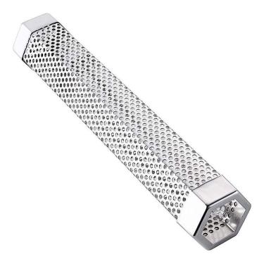 Imagem de Tubo Hexagonal Defumador Para Churrasco em Aço Inox 31cm
