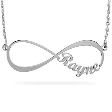 Imagem de Colar com nome de casais infinito de prata esterlina personalizado - joia eterna com nomes