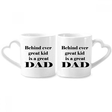 Imagem de Behind Great Dad Father's Festival Citação Casal Caneca de Porcelana Conjunto de Cerâmica para Amante de Coração