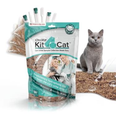 Imagem de KIT4CAT Areia hidrofóbica para gatos de 900 g para coleta de amostras de urina, feita exclusivamente com areia natural - mantém o líquido limpo e por cima | Verifique o bem-estar do seu gato em casa