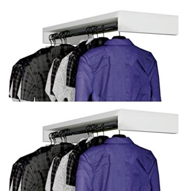 Imagem de ArtMovelar - Kit de 2 Cabideiros com Tampo - Kit de Tampo e Tubo para Cabideiro de Parede - Cabide de Parede em Madeira MDF, Organizadores de Roupas para Parede e Guarda-Roupas - Branco, 60x25x12