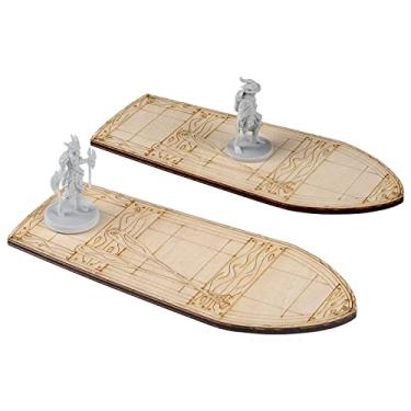 Imagem de Barco a fileira de madeira D & D 2 peças corte a laser suporta oito miniaturas de 2,5 cm perfeito para masmorras e dragões, Pathfinder ou outros RPG de mesa