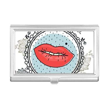 Imagem de Porta-cartões de visita com moldura de flor labial, estampa de desenho animado