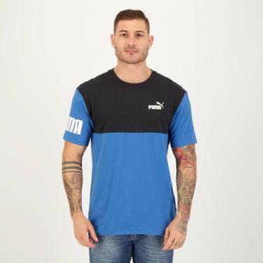 Imagem de Camiseta Puma Power Colorblock Azul E Preta