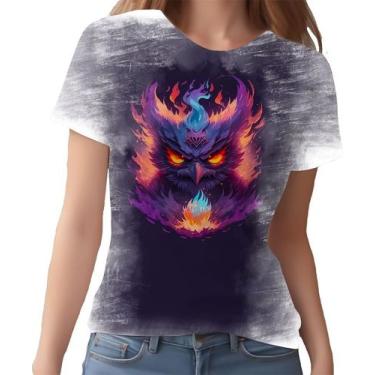 Imagem de Camiseta Camisa Estampada Coruja Fogo Ilustração Moda 2 - Enjoy Shop