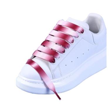 Imagem de Cadarços Planos De Cor Arco-íris Para Tênis Casual Treinador Homens Mulheres Acessórios De Sapato Laços Fita(Color:Red White1pair,Size:140cm)