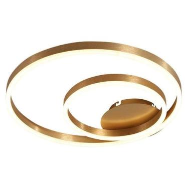 Imagem de Paflon Orbita Dourada Sobrepor 50 cm Luxo Decoraçao Rustica 2 Aneis Mo