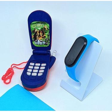 Imagem de Kit Relógio Infantil Digital Led Bracelete Prova água Meninos + Celula