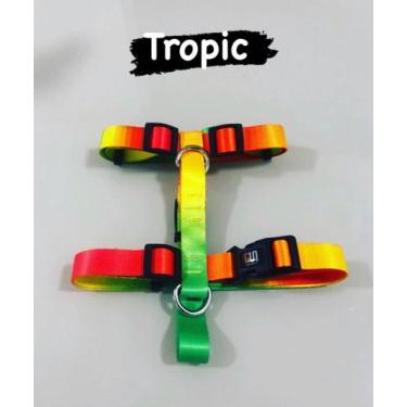 Imagem de Peitoral h + guia (tropic) - tamanho p - GUI DOGS