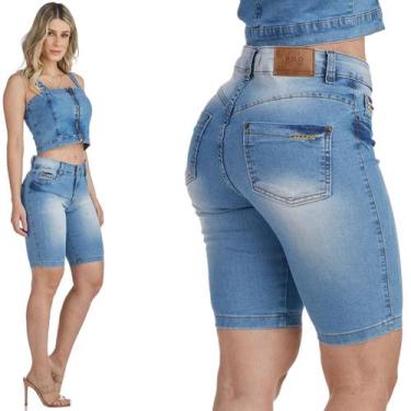 Imagem de Bermuda Ciclista Jeans Feminina HNO Azul Premium - HNO Jeans, 46