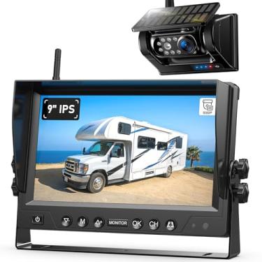 Imagem de ZEROXCLUB Câmera de backup magnética solar sem fio com monitor DVR HD 1080p 9 polegadas (BL901)