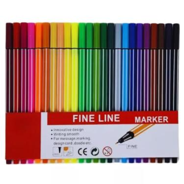 Imagem de Kit Caneta Fine Line Cores Ponta Fina 0.4mm Tinta Kit 24 Cores Caneta Colorida Ponta Fina 0.4 Cores