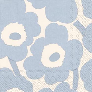 Imagem de IHR Ideal Home Range Guardanapos de festa descartáveis 3 camadas de papel para almoço, 16,5 cm x 16,5 cm, creme Unikko azul claro, 20 unidades