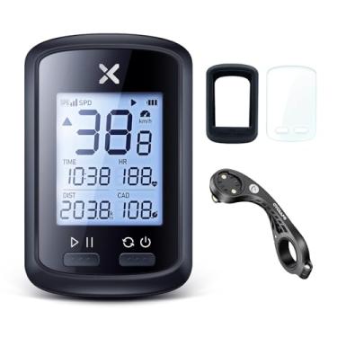 Imagem de XOSS Computador de bicicleta g+ gps com suporte, velocímetro de ciclismo bluetooth sem fio, odômetro de bicicleta multifuncional ant+ com luz de fundo automática e rastreador mtb à prova d'á