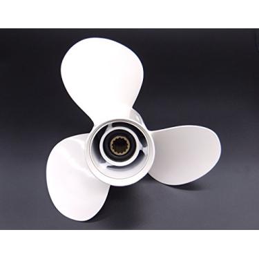 Imagem de SouthMarine Hélice de liga de alumínio 11 3/8x12 para motor de popa Yamaha 25HP 30HP 40HP 45HP 50HP 55HP 60HP 60HP 69W-45952-00 11,375x12