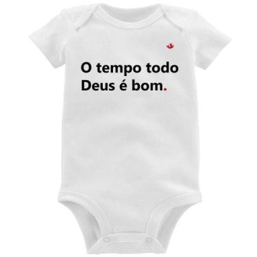 Imagem de Body Bebê O tempo todo Deus é bom - Foca na Moda, Branco, M
