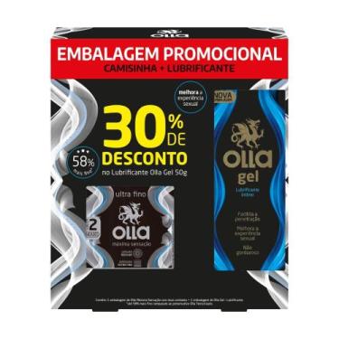 Imagem de Kit Preservativo Olla Ultra Fino Máxima Sensação 2 Unidades e Gel Olla
