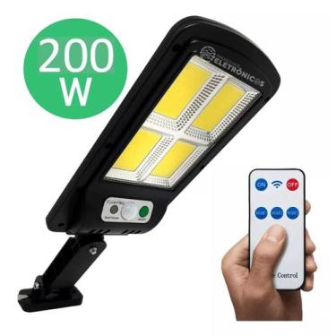 Imagem de Refletor Solar 160 LEDs COB Com Sensor de Presença Potência 200W e Gra