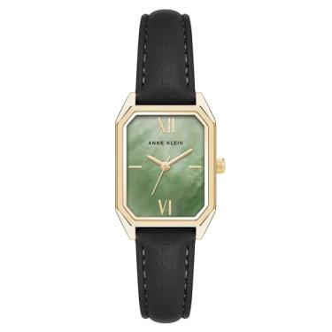 Imagem de Anne Klein Relógio feminino com pulseira de couro, Verde
