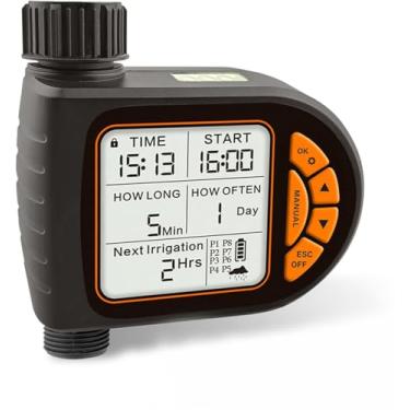 Imagem de Cronômetro de irrigação inteligente com trava de segurança infantil para jardim grande visor LCD irrigação inteligente com atraso de chuva manual e sistema de irrigação programável de jardim para