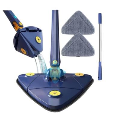 Imagem de Esfregao Rodo Limpeza Triangulo Mop Giratorio 360° Rodo(azul-Esfregão)