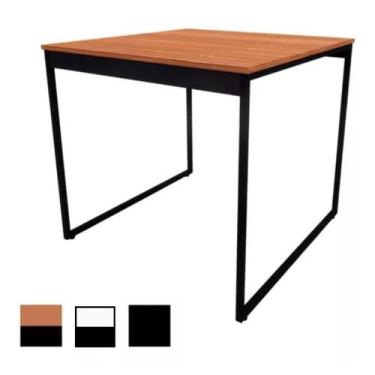 Imagem de Mesa de Jantar 80x80cm Estilo Industrial com Tampo de MDF Carvalho - C