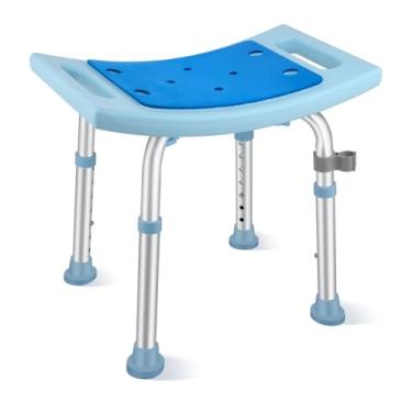 Imagem de Cadeira de chuveiro para idosos, banquinhos de chuveiro e bancos para adultos, bancos de chuveiro para cadeiras de banho para pessoas com deficiência, assentos de chuveiro, cadeira de banheira azul