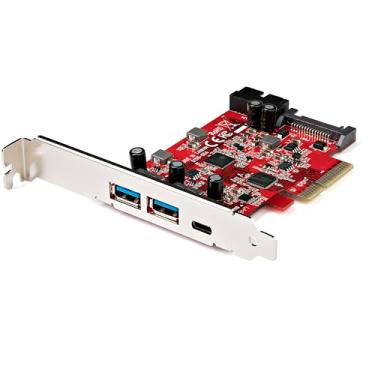 Imagem de StarTech. Cartão PCIe USB de 5 portas - Cartão PCIe de 10 Gbps USB 3.1 Geração 2 com 1 USB-C e 2 USB-A - 1 x 2 portas IDC (Expansão interna de 5 Gbps) - Placa controladora USB C PCI Express (PEXUSB312A1C1H)