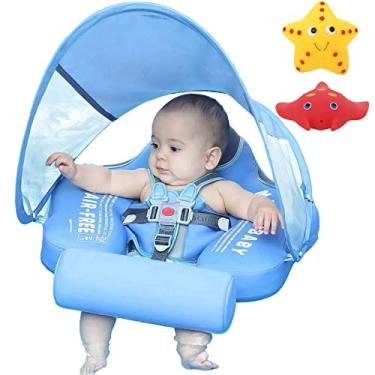 Imagem de VQ-Ant Mambobaby Float Non Inflatable Smart Swim Trainer Newest Size Improved Add Tail Never Flip Over UPF 50+ Sun Canopy Baby Swim Float Mambo Baby Float Solid Swimming Ring Infant Pool Float