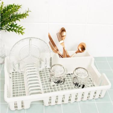 Imagem de Escorredor De Louças Pratos Talheres Porta Copos Cozinha Secador Prato Panela Bancada Pia