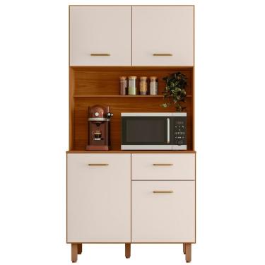 Imagem de Kit Armário Cozinha New Izis 4 Portas Freijó Off White Poliman