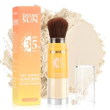 Imagem de Maquiagem com protetor solar em pó mineral – FPS 35, protetor solar para rosto, couro cabeludo e cabelo, pó de acabamento solto fosco natural, controle de óleo, leve, respirável (#02 translúcido)