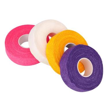 Imagem de BOXOB 4 Rolos de Fita Adesiva para Costura, Dedal Algodão Fita Protetora Os Dedos Protetor de Dedal Respirável para Costura à Mão Acolchoamento Bordado e Artesanato (Rosa, Branco, Amarelo, Roxo)