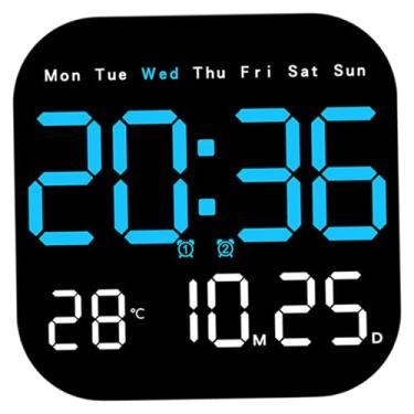 Imagem de Relógio de parede digital de 7 polegadas com controle remoto, visor de LED mostra data/dia/temperatura, regulação automática, operado por bateria para quarto e escritório