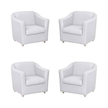 Imagem de Kit 4 Poltronas Bia Decorativa Reforçada Recepção Clinica Salão Sala De Estar Courino