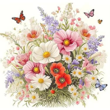 Imagem de Kits de ponto cruz de flores para adultos iniciantes, kits de ponto cruz com contagem de borboletas, estampados, padrões fofos, dimensões, bordado, artesanato, kits de bordado para adultos iniciantes