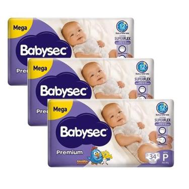 Imagem de Kit 3 Fraldas Babysec Galinha Pintadinha Premium Mega P com 34 unidade