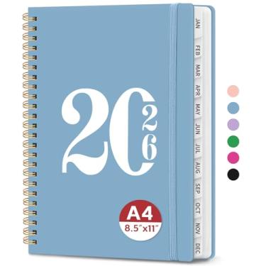 Imagem de Agenda 2026, agenda semanal e mensal, janeiro de 2026 a dezembro de 2026, agenda de calendário de capa dura com abas e bolso interno, material escolar para mulheres e homens - A4 (21,6 cm x 28 cm