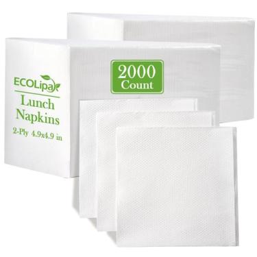 Imagem de Guardanapos de papel EcoLipak Lunch 2-Ply 2000 unidades 25x25cm branco