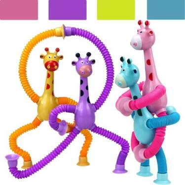 Imagem de Kit 4 Girafinhas Pop It Com Led Anti Stress Infantil Fidget Envio Imed