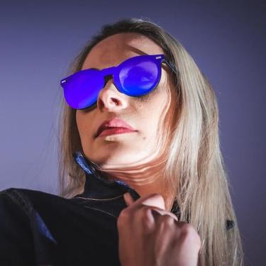 Imagem de Óculos de Sol HUPI Tulum Preto - Lente Azul Espelhado, Preto, Azul