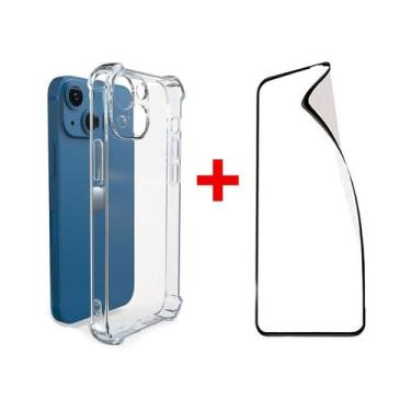 Imagem de Case + Folha de hidrogel para iPhone 14 transparente anti-choque - Lig