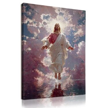 Imagem de KU-DaYi Decoração de arte de parede Jesus Cristã, Versículo da Bíblia Religiosa, Impressões em Tela Emolduradas, Impressões de Arte de Parede Bíblica de Jesus para Igreja Sala de Oração Casa Quarto